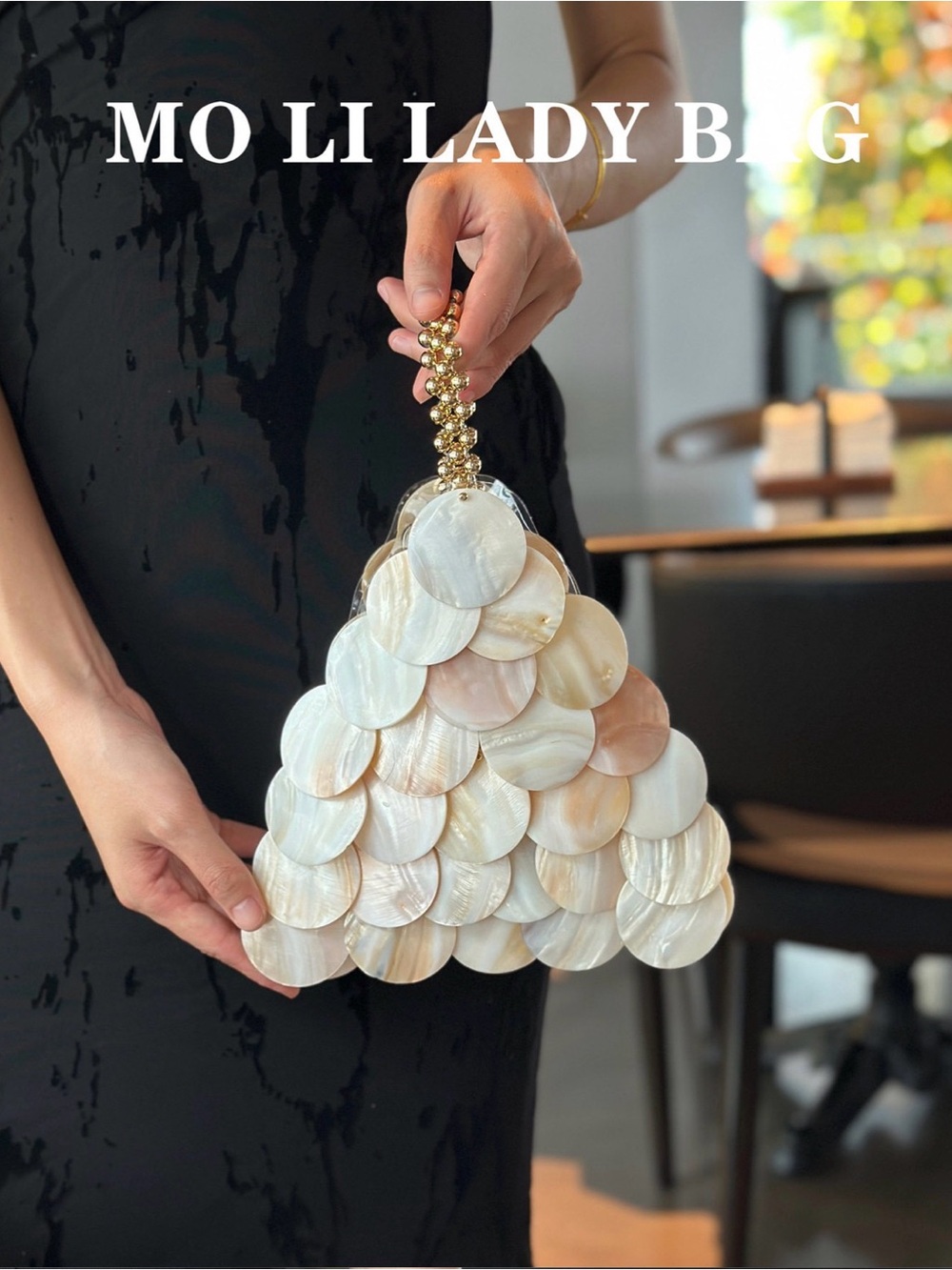 A Classy Chic Boutique Iridescent Pearl Shell Disc Wristlet